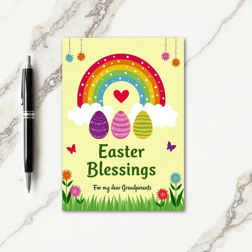 Rainbow Heart Pattern Easter Card