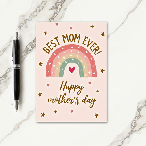 Rainbow Heart Pattern Mom Card