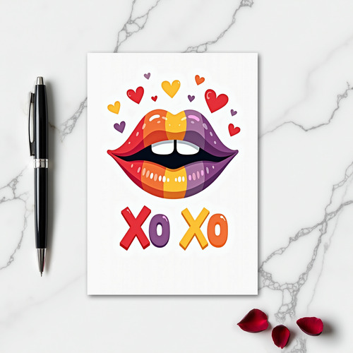 Rainbow Kiss Xoxo Love You Card