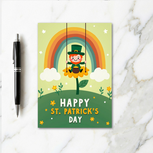 Rainbow Leprechaun Flower Card