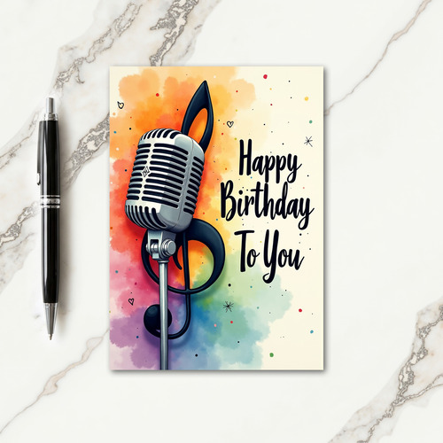 Rainbow Music Birthday Card