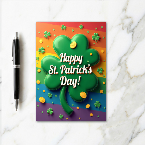 Rainbow Shamrock Happy St Patricks Card