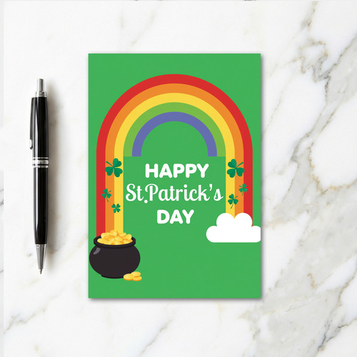 Rainbow St Patricks Day Glitter Card