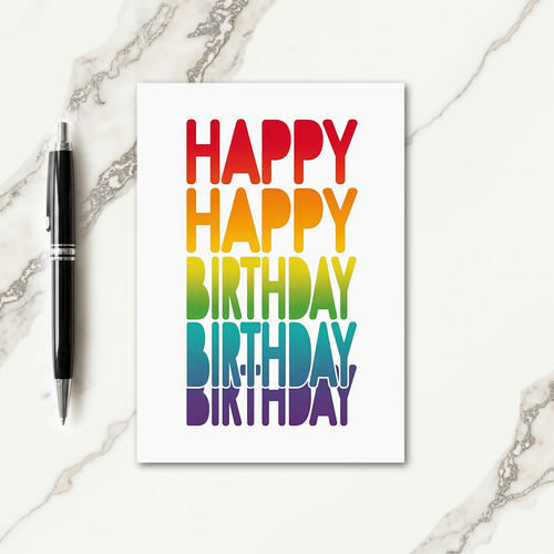 Rainbow Text Birthday Card