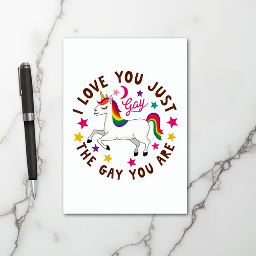 Rainbow Unicorn Gay Love Card