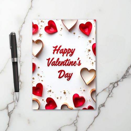 Red 3D Heart Valentines Day Card