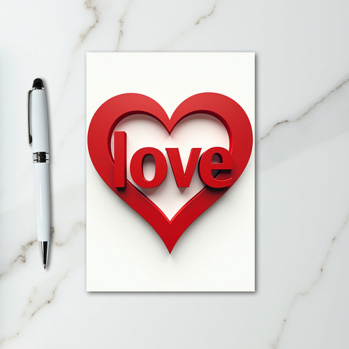 Red 3D Love Heart Card