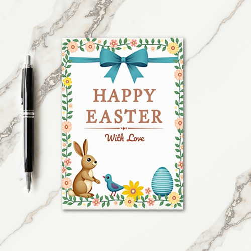 Red And Blue Easter Card