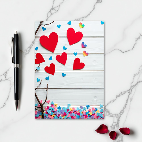 Red And Blue Heart Pattern Card