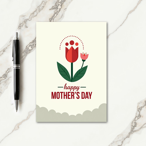 Red And Pink Happy Mothers Day Card