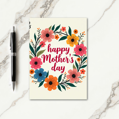 Red And Teal Happy Mothers Day Card