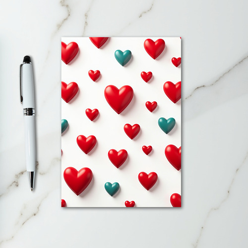 Red And Teal Hearts Card
