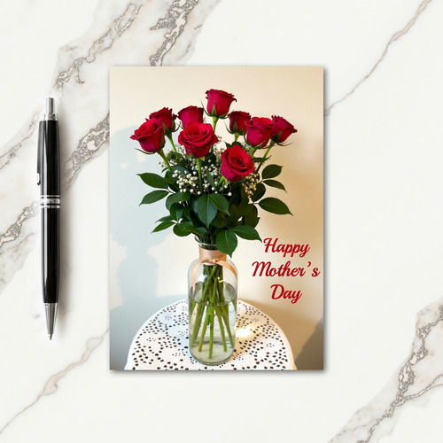 Red And White Floral Card
