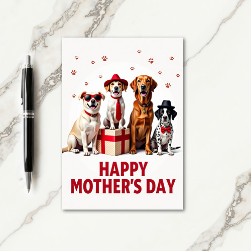 Red And White Happy Mothers Day Card