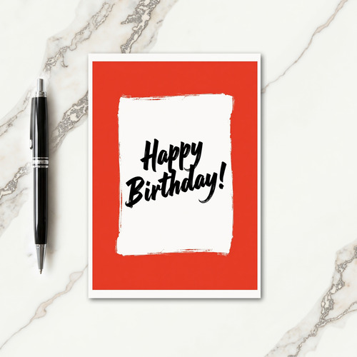Red Artistic Birthday Script Card