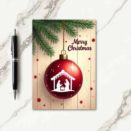 Red Bauble Evergreen Card