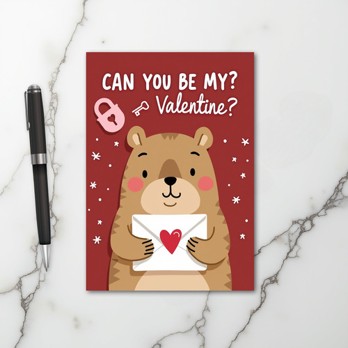 Red Bear My Valentine Card