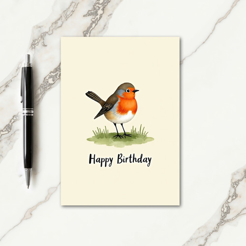 Red Bird Birthday Art Card