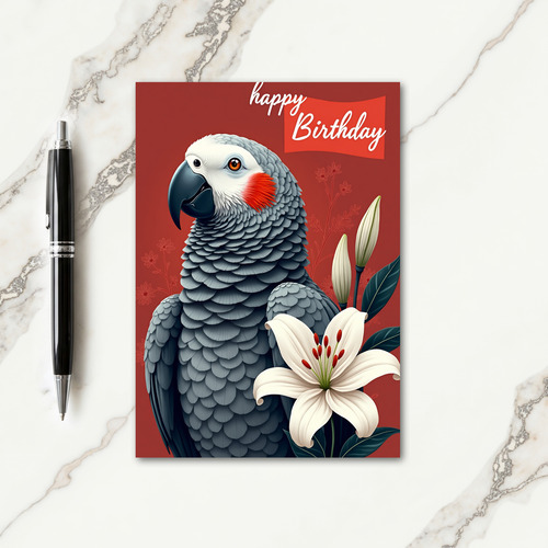 Red Bird Birthday Card