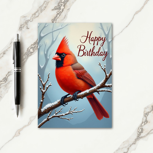 Red Bird Birthday Wishes Card