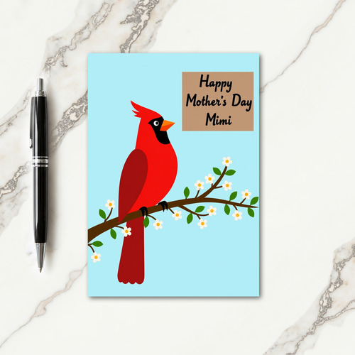 Red Bird Floral Mothers Day Card