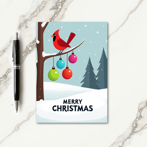 Red Bird Winter Art Card