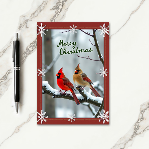 Red Bird Winter Christmas Card