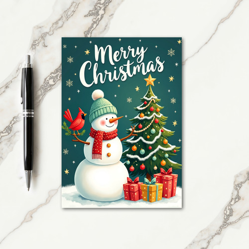 Red Bird Winter Tree Card
