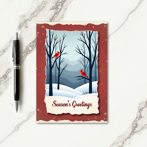 Red Birds Winter Christmas Card