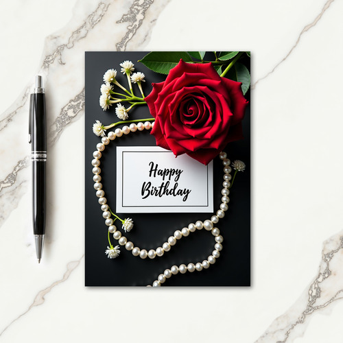 Red Bloom Birthday Card