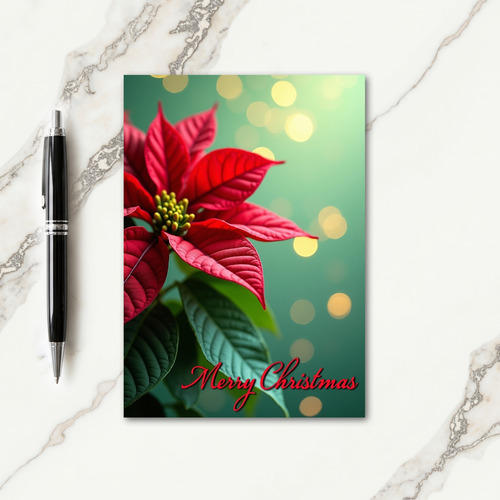 Red Bloom Bokeh Christmas Card
