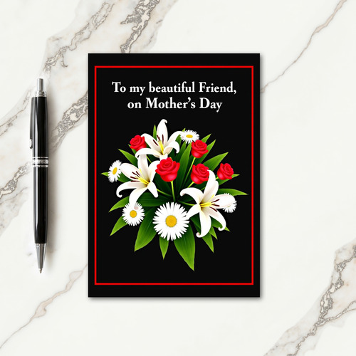 Red Bloom Mothers Day Friend Card