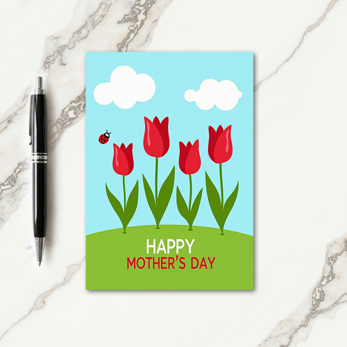 Red Blooms Mothers Day Greeting Card