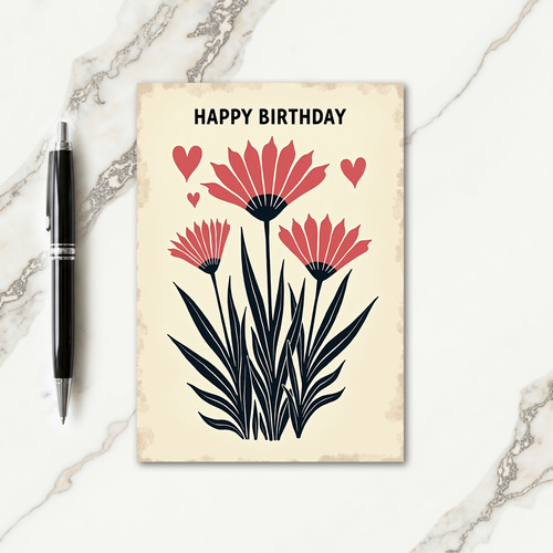 Red Blossom Birthday Card