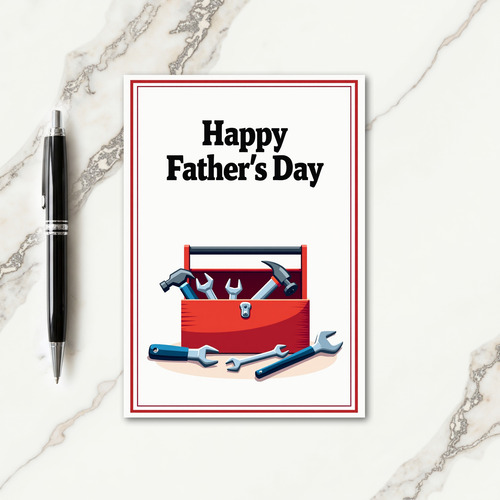 Red Border Fathers Day Icon Card
