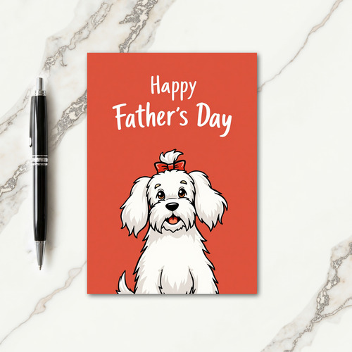 Red Bow Cheerful Fathers Day Card