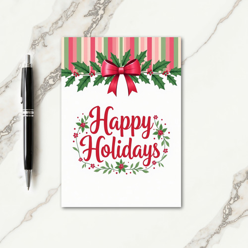 Red Bow Garland Holiday Card