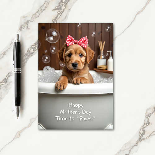 Red Bow Mothers Day Time Card