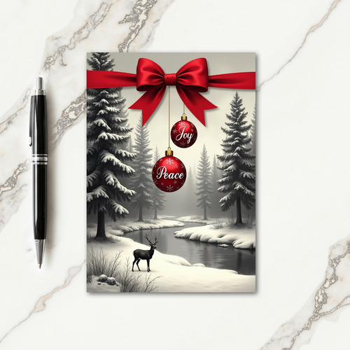Red Bow Winter Card