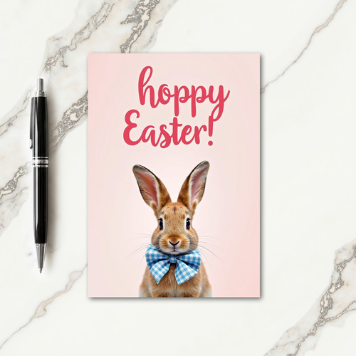 Red Brown Bunny Bow Card