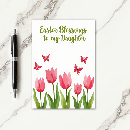 Red Butterfly Easter Blessings Card