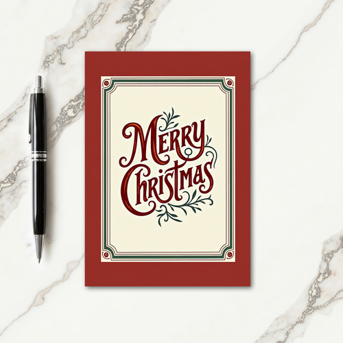 Red Calligraphy Christmas Card