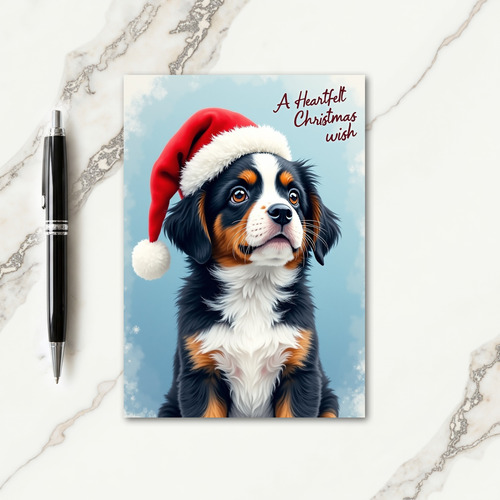 Red Cap Puppy Christmas Card