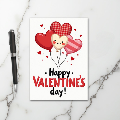 Red Cartoon Valentines Day Heart Card