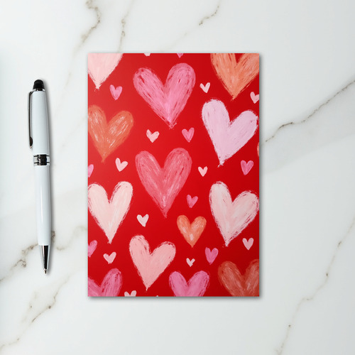 Red Chalky Hearts Valentines Day Card
