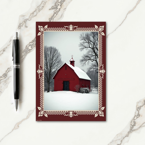Red Church Winter Card