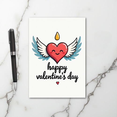 Red Cute Heart Valentines Card