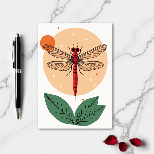 Red Dragonfly Art Card