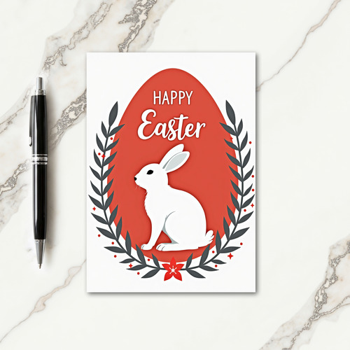 Red Egg Rabbit Easter Card