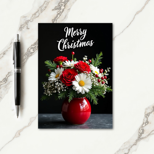 Red Floral Christmas Card